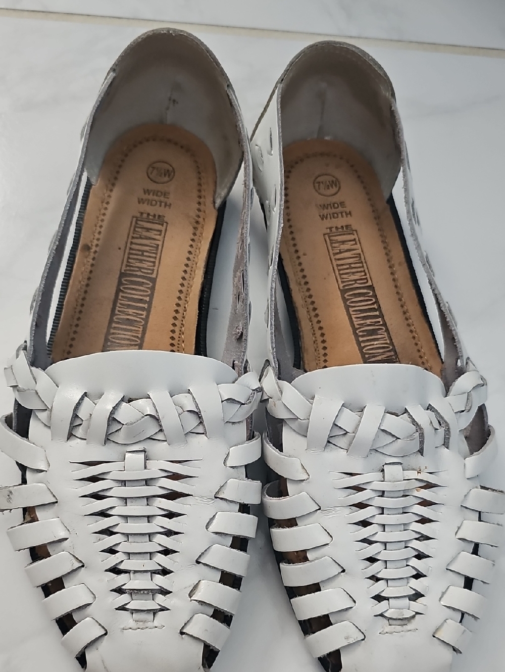 Women’s White Woven Leather Flats
